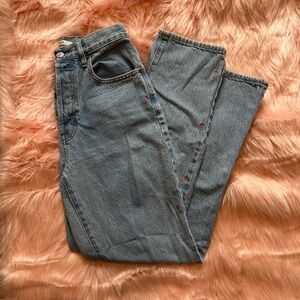 Floral PacSun Blue Straight Leg Dad Jeans size 26